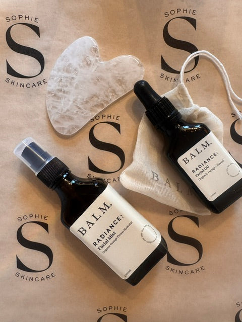 B.A.L.M. Gift Set, Facial Oil, Facial Mist & Gua Sha - Radiance