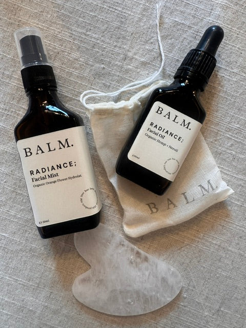 B.A.L.M. Gift Set, Facial Oil, Facial Mist & Gua Sha - Radiance